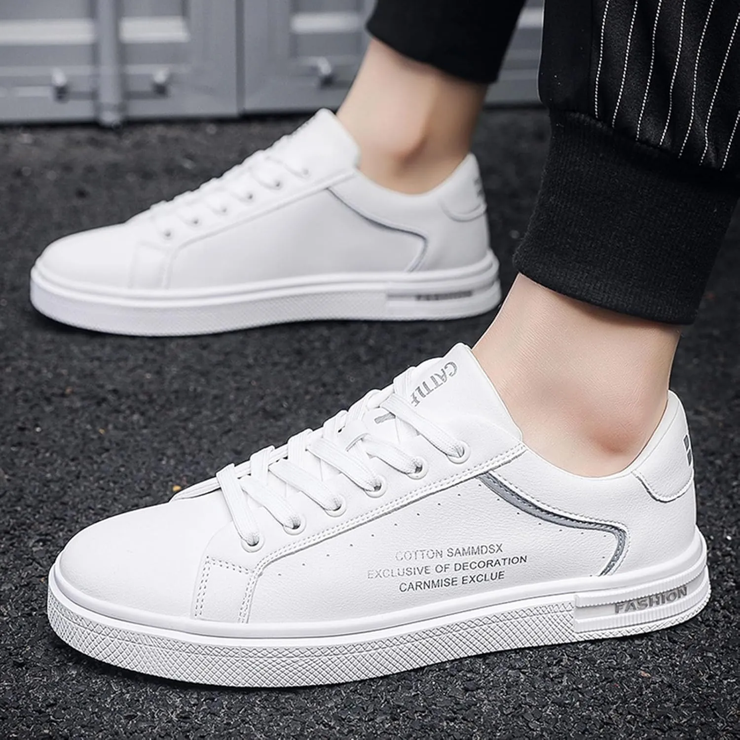 Men's Slip on Walking Shoes PU Leather Casual Dressy Memory Foam Breathable Mesh Fashion Sneakers Non Slip Arch Support Cushioning Athletic Running Shoes