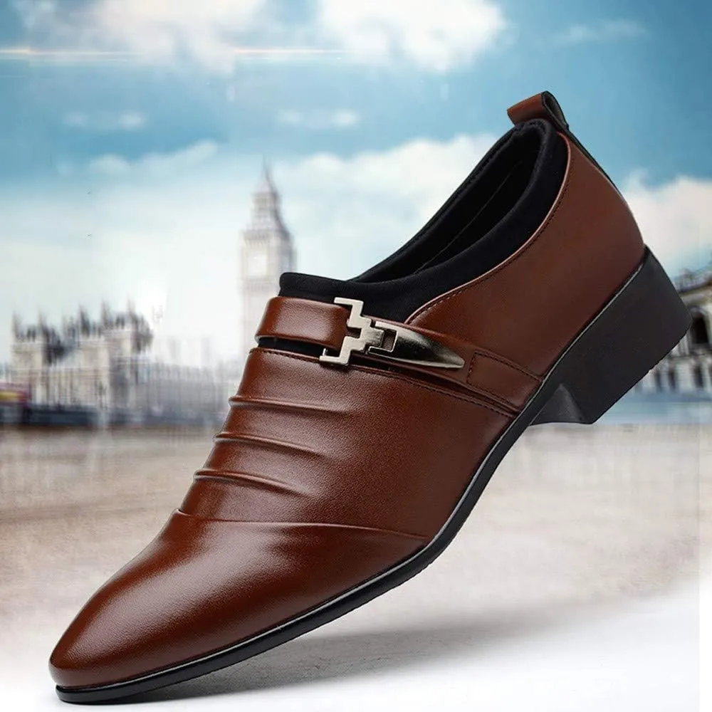 Men's Strap Buckle Slip-on Dress Loafers Business Work Women Walking Shoes Formal Tuxedo Leather Shoes for Male