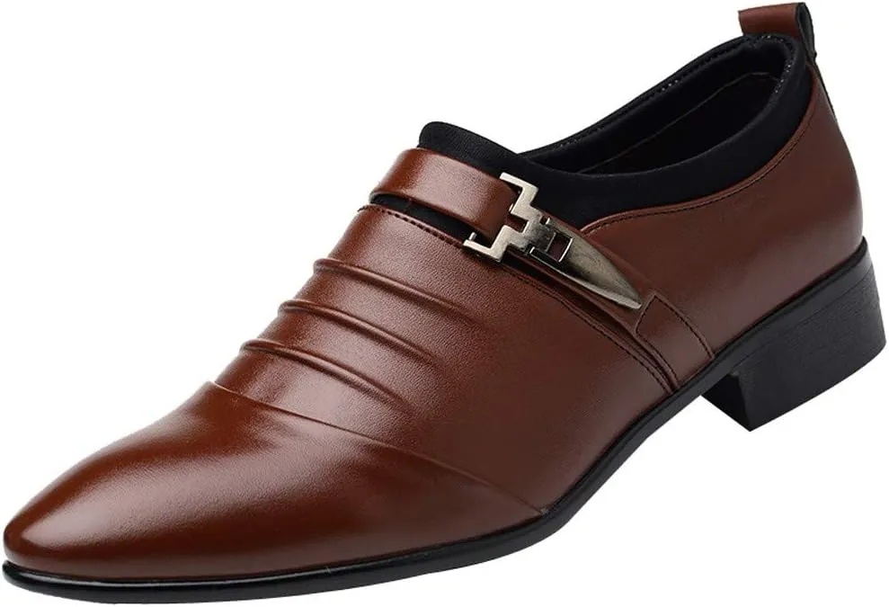 Men's Strap Buckle Slip-on Dress Loafers Business Work Women Walking Shoes Formal Tuxedo Leather Shoes for Male