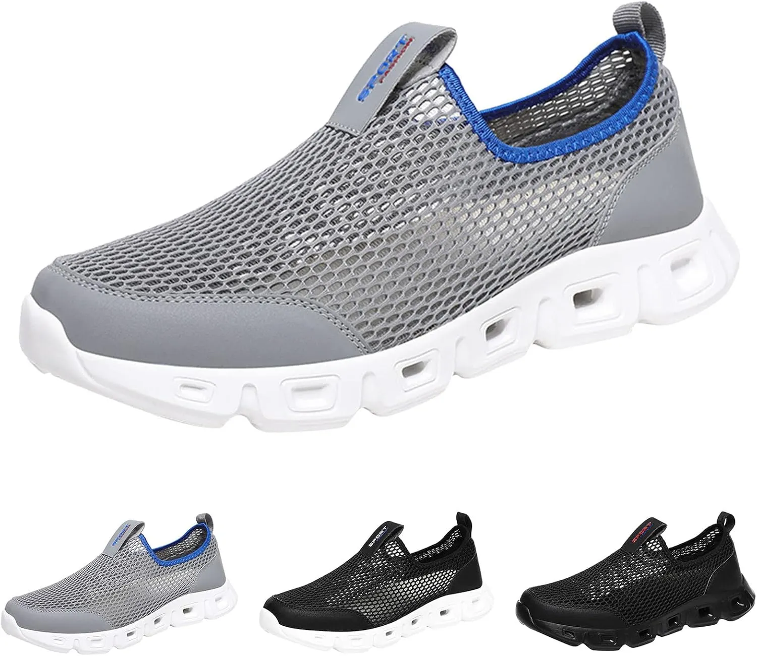 Men's Walking Running Tennis Cushioning Shoes Active Float Non Slip Athletic Gym Workout Jogging Comfortable Sneakers Urtra Lightweight Breathable Shoes for Men Summer Beach Walking