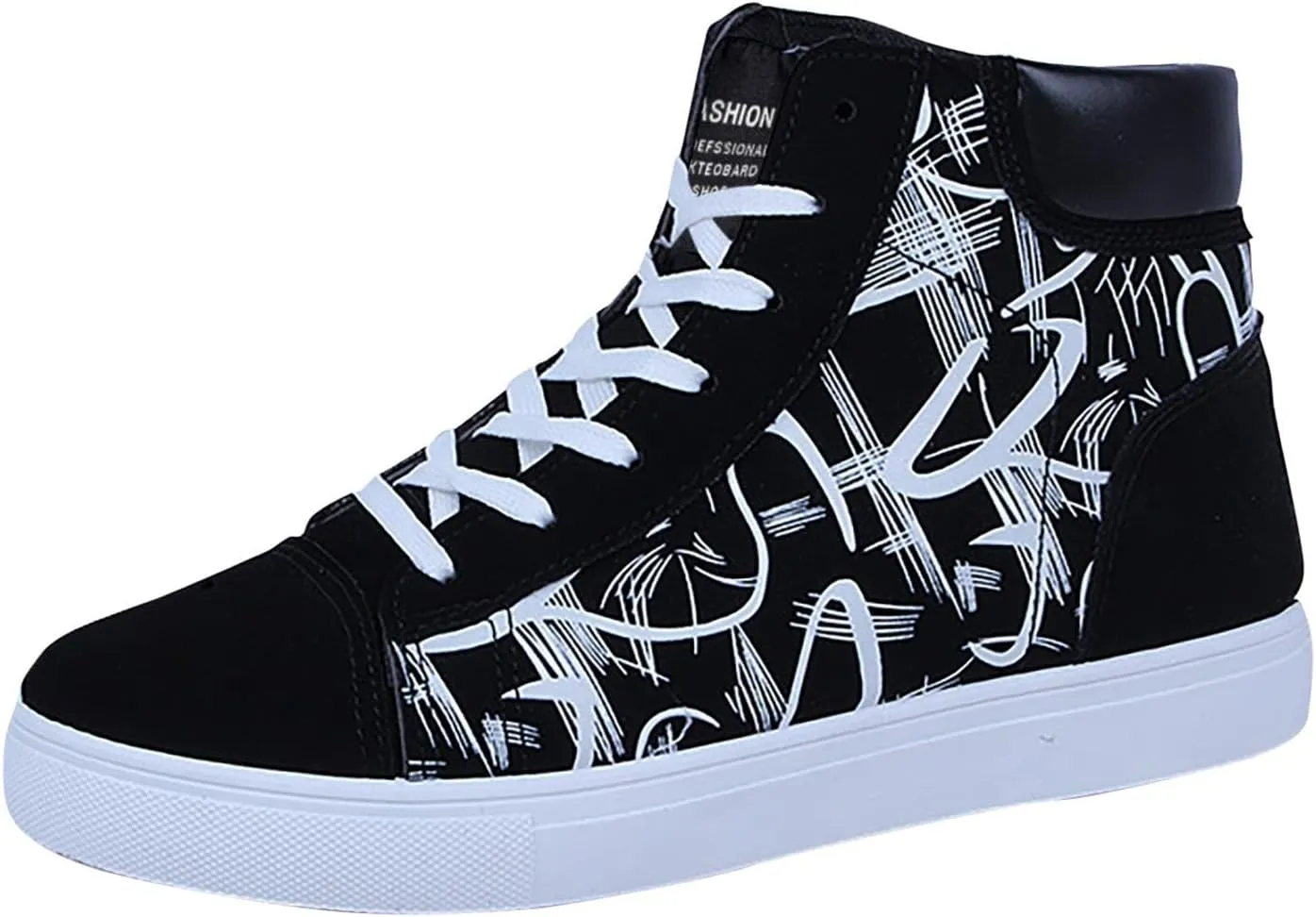 Men's Walking Shoes Fashion Sneakers 2025 Printed High Top Summer Lace-up Breathable Closed Toe Flat Bottom Outdoor Comfortable Daily Casual Sneaker