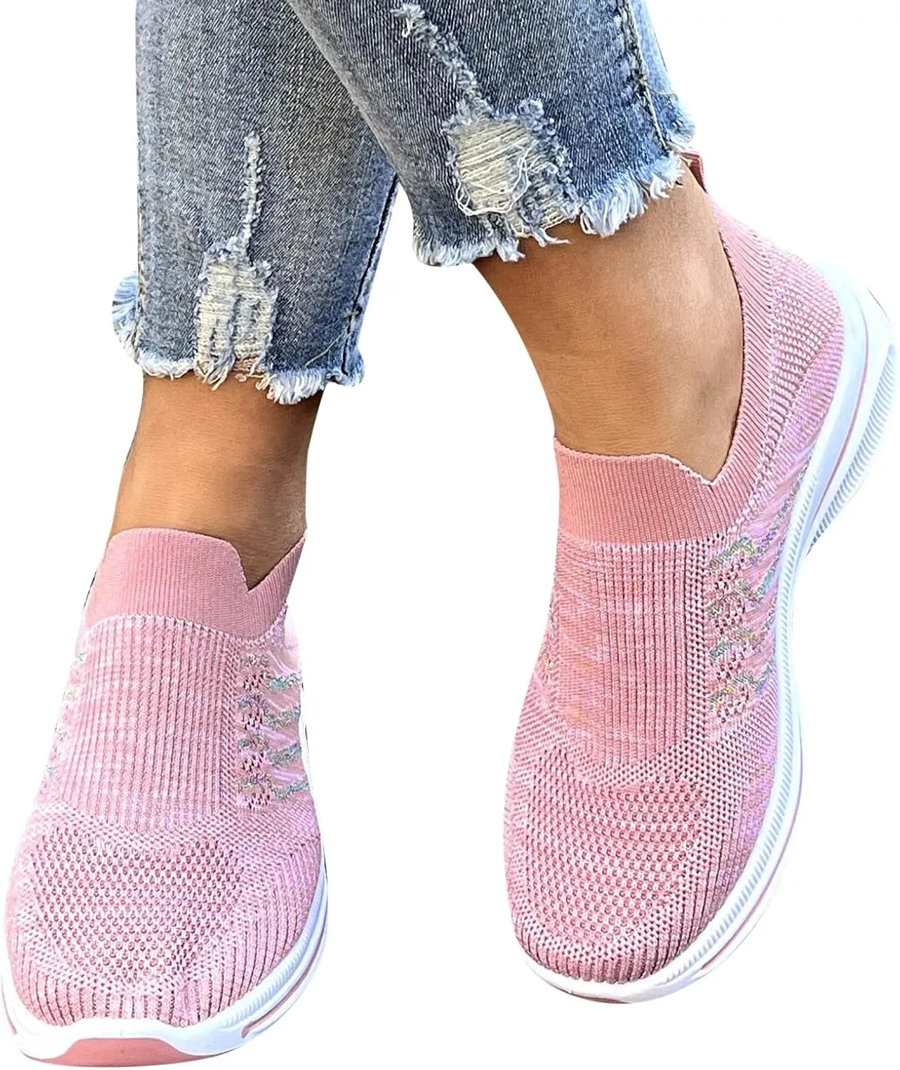 Mesh Running Leisure Sport Casual Flat Shoes Outdoor Trainer Fitness Breathable Shoes Women Glitter Woman Sneakers