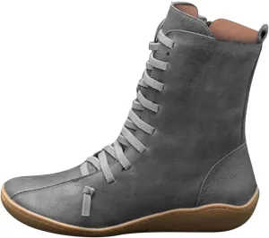 Mid Calf Boots Women Flat Boots for Women Retro Round Toe Lace up Comfortable Lightweight Walking Shoes Women Boots