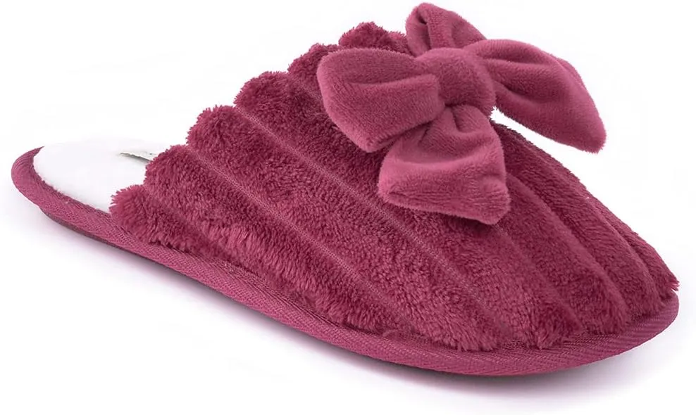 Millffy Women’s Cute Comfy Fuzzy Knitted Memory Foam Slip On Big Wave Stripe House Slippers Indoor