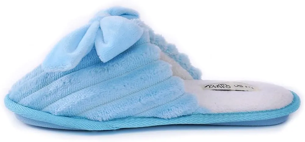 Millffy Women’s Cute Comfy Fuzzy Knitted Memory Foam Slip On Big Wave Stripe House Slippers Indoor