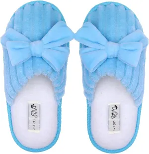 Millffy Women’s Cute Comfy Fuzzy Knitted Memory Foam Slip On Big Wave Stripe House Slippers Indoor