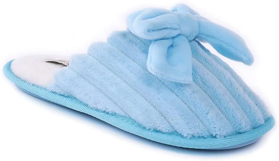 Millffy Women’s Cute Comfy Fuzzy Knitted Memory Foam Slip On Big Wave Stripe House Slippers Indoor