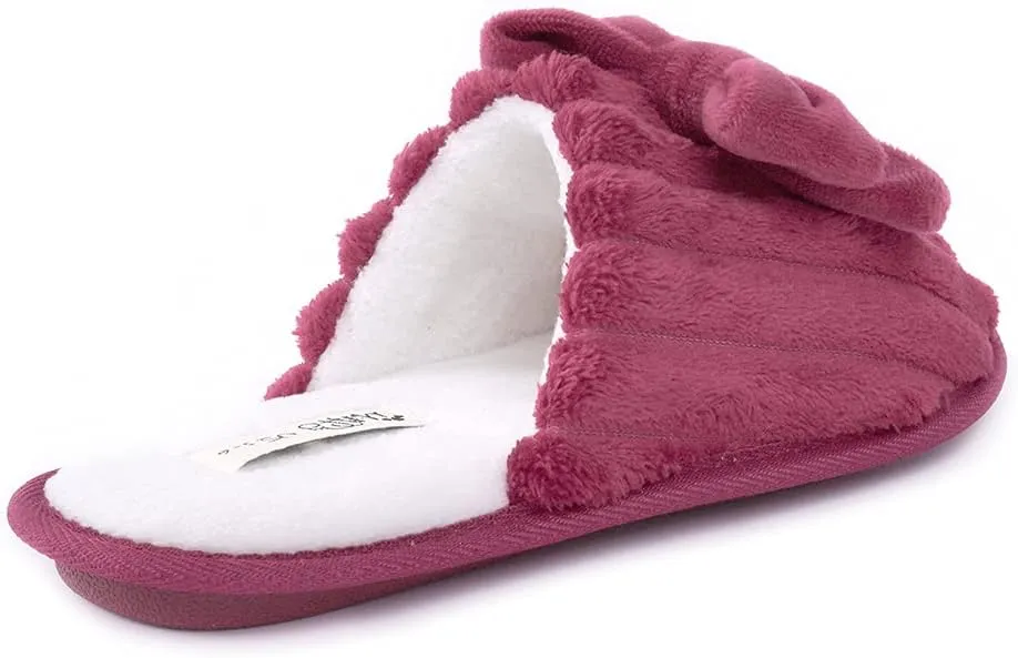 Millffy Women’s Cute Comfy Fuzzy Knitted Memory Foam Slip On Big Wave Stripe House Slippers Indoor