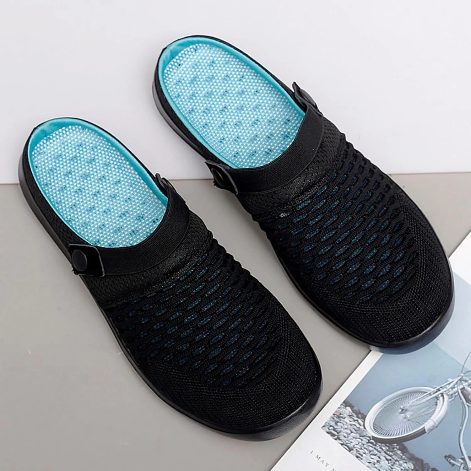Mmoneyake Mules Clogs for Women Unisex Garden Clogs Shoes Breathable Summer Orthotic Walking Slippers Mesh Slippers Non-Slip Outdoor Beach Sandals Quick Drying Sandals Open Back Slip On Shoes