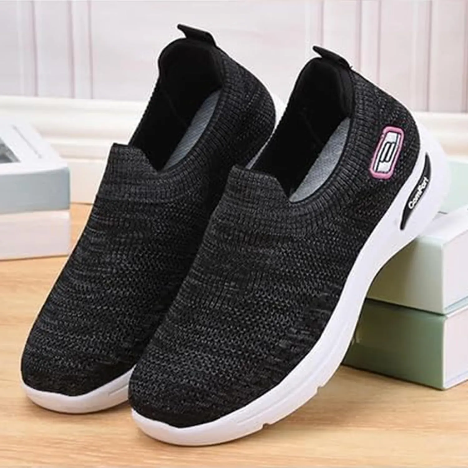 Mmoneyake Womens Slip On Walking Shoes Slip On Casual Mesh-Comfortable Tennis Workout Sneakers Comfort Lightweight Breathable Sock Shoe Non-Slip Mesh Casual Fashion Tennis Running Sneakers