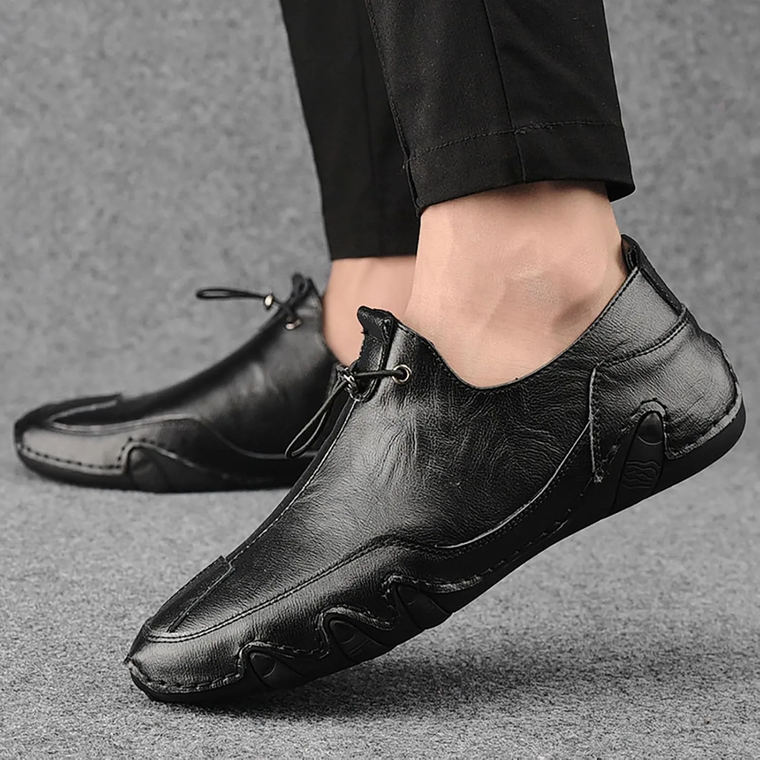 New Spring Men's Daily Sports Leather Comfortable Lightweight Casual Shoes Narrow Mens Shoes