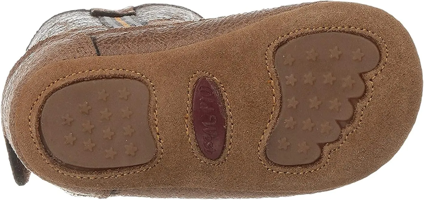 Old West Baby-Girl's Poppets Leather Boots with Velcro Closure