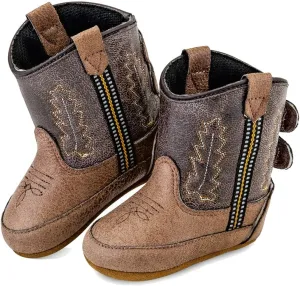 Old West Baby-Girl's Poppets Leather Boots with Velcro Closure