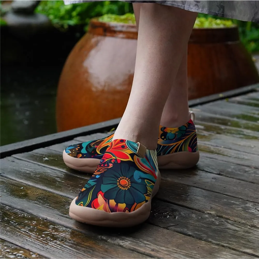 Onehorse Women's Casual Travel Shoes Paisley Painted Breathable Sock Slip-Ons Loafers Knit Tennis Sneakers
