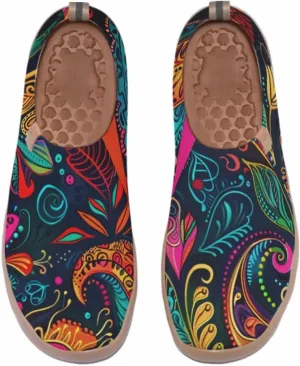 Onehorse Women's Casual Travel Shoes Paisley Painted Breathable Sock Slip-Ons Loafers Knit Tennis Sneakers