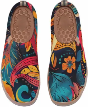 Onehorse Women's Casual Travel Shoes Paisley Painted Breathable Sock Slip-Ons Loafers Knit Tennis Sneakers