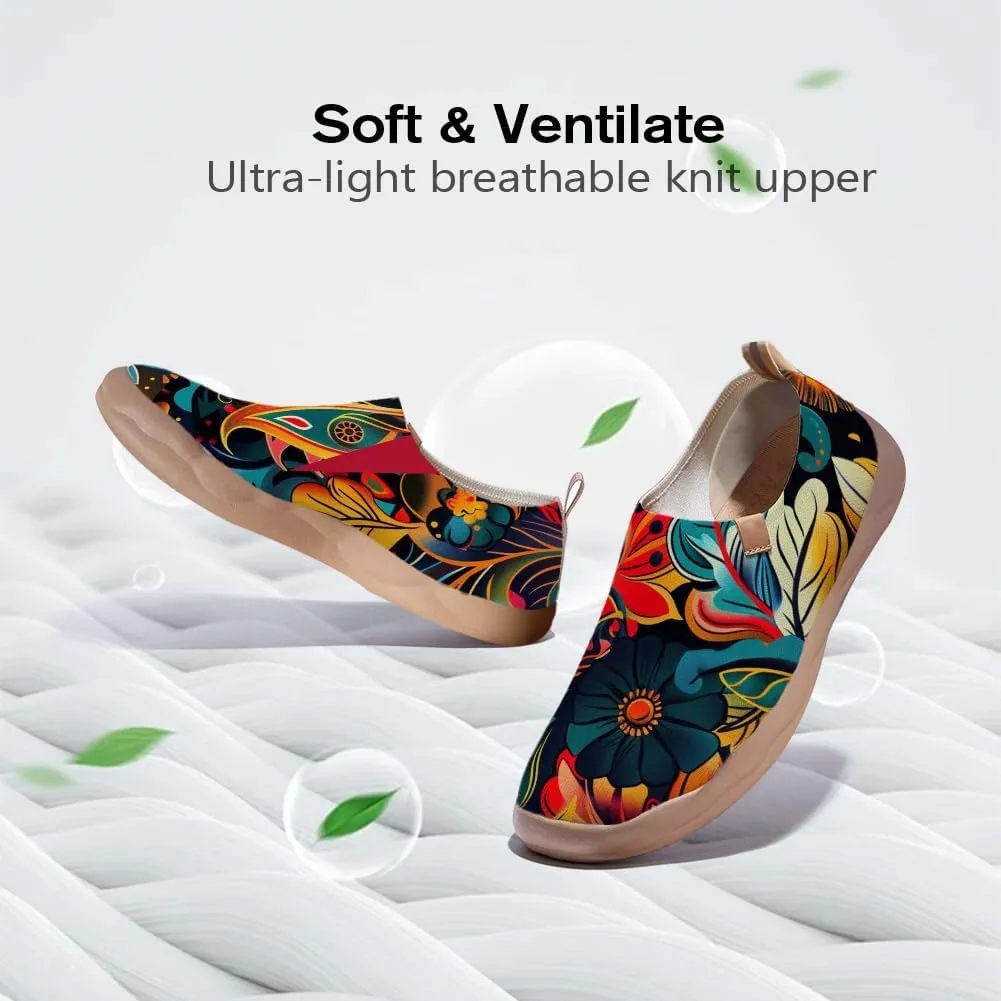 Onehorse Women's Casual Travel Shoes Paisley Painted Breathable Sock Slip-Ons Loafers Knit Tennis Sneakers