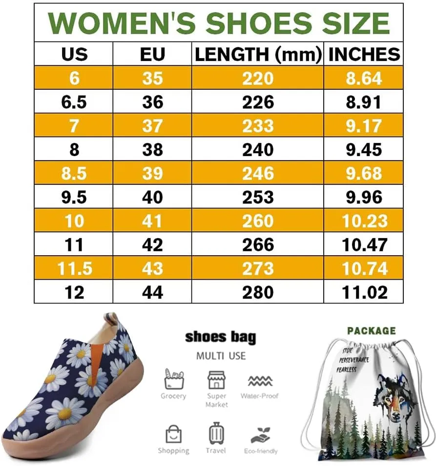 Onehorse Women's Slip Ons Lightweight Sneakers Walking Casual Loafers Comfortable Flowers Painted Travel Shoes