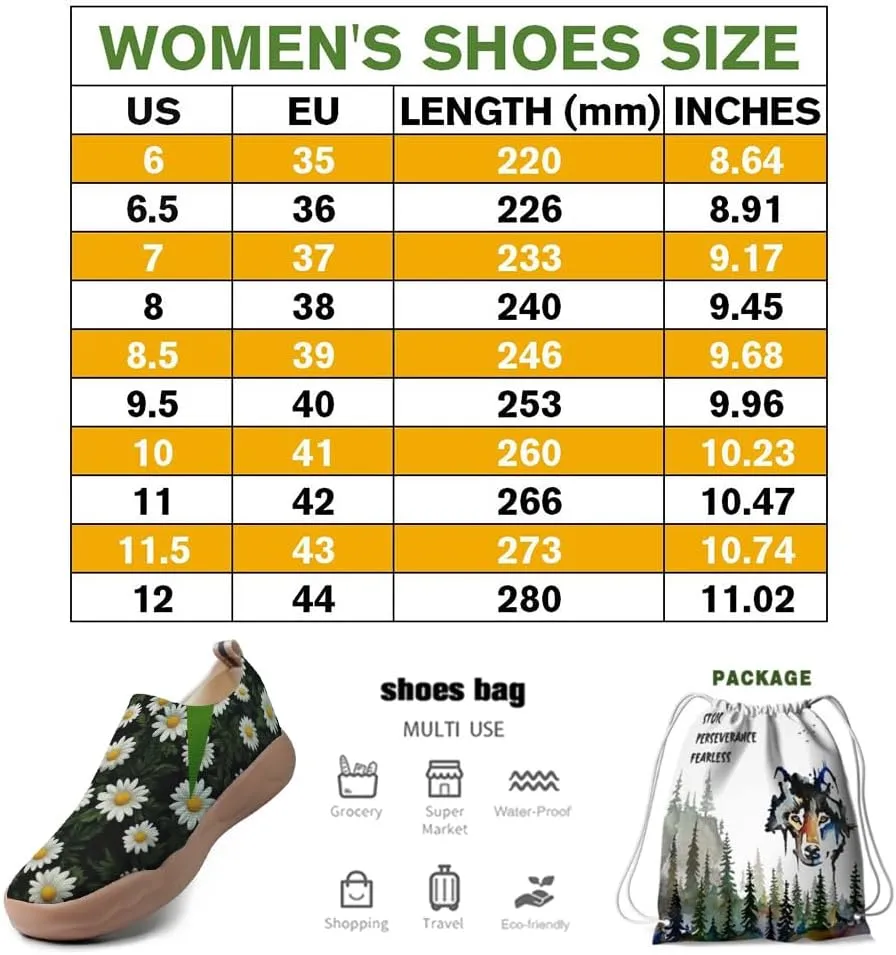 Onehorse Women's Slip Ons Lightweight Sneakers Walking Casual Loafers Comfortable Flowers Painted Travel Shoes