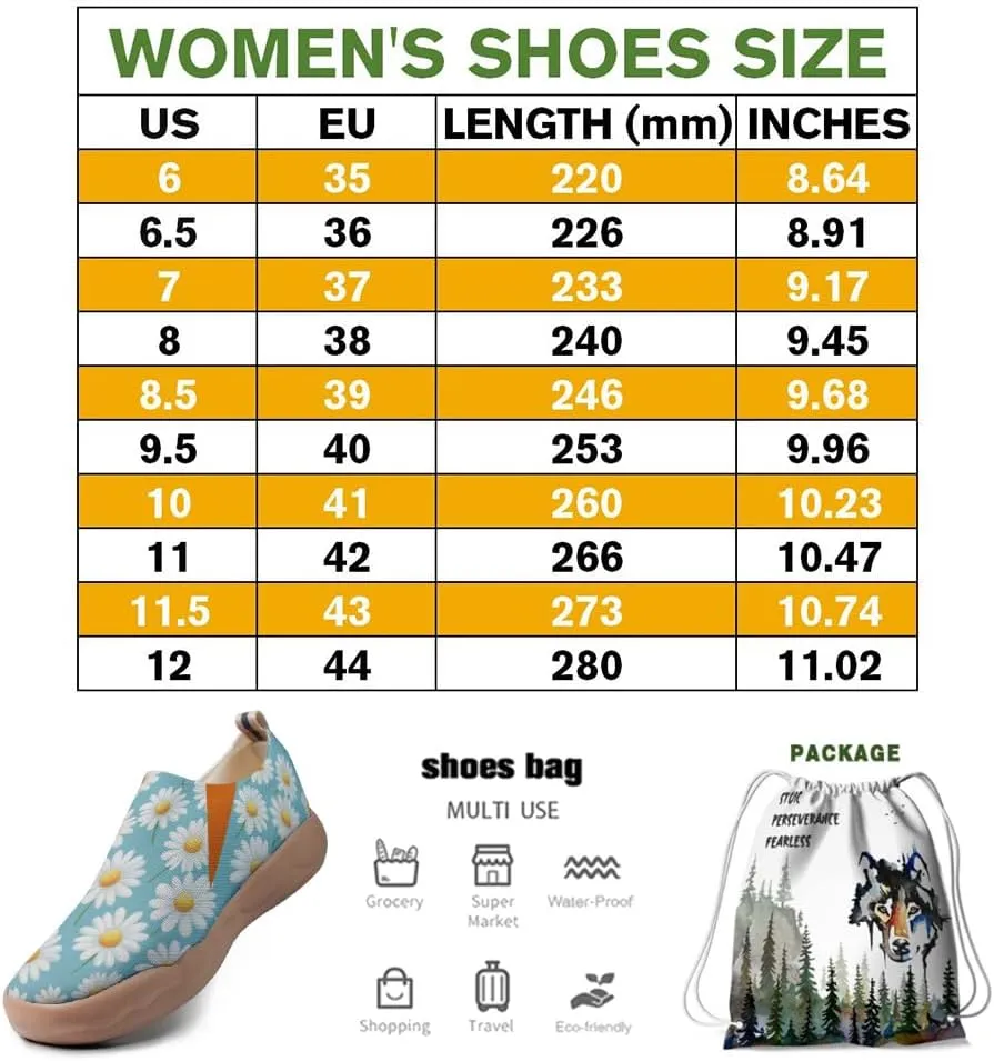 Onehorse Women's Slip Ons Lightweight Sneakers Walking Casual Loafers Comfortable Flowers Painted Travel Shoes