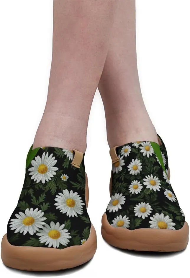 Onehorse Women's Slip Ons Lightweight Sneakers Walking Casual Loafers Comfortable Flowers Painted Travel Shoes