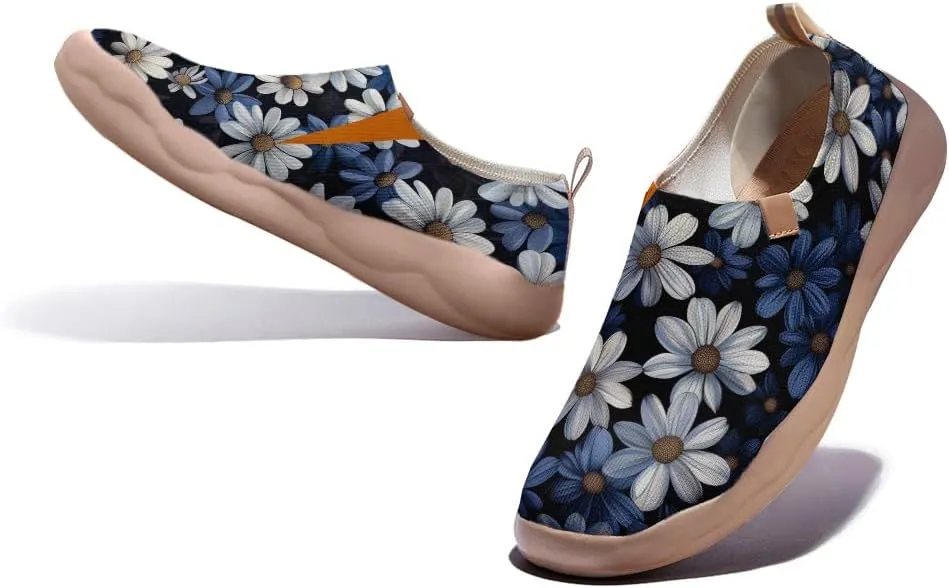 Onehorse Women's Slip Ons Lightweight Sneakers Walking Casual Loafers Comfortable Flowers Painted Travel Shoes