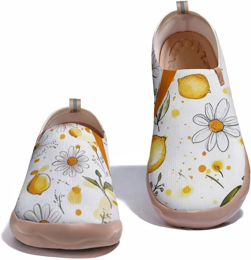 Onehorse Women's Slip Ons Lightweight Sneakers Walking Casual Loafers Comfortable Flowers Painted Travel Shoes