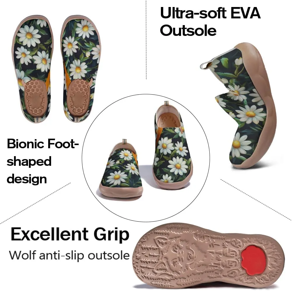 Onehorse Women's Slip Ons Lightweight Sneakers Walking Casual Loafers Comfortable Flowers Painted Travel Shoes