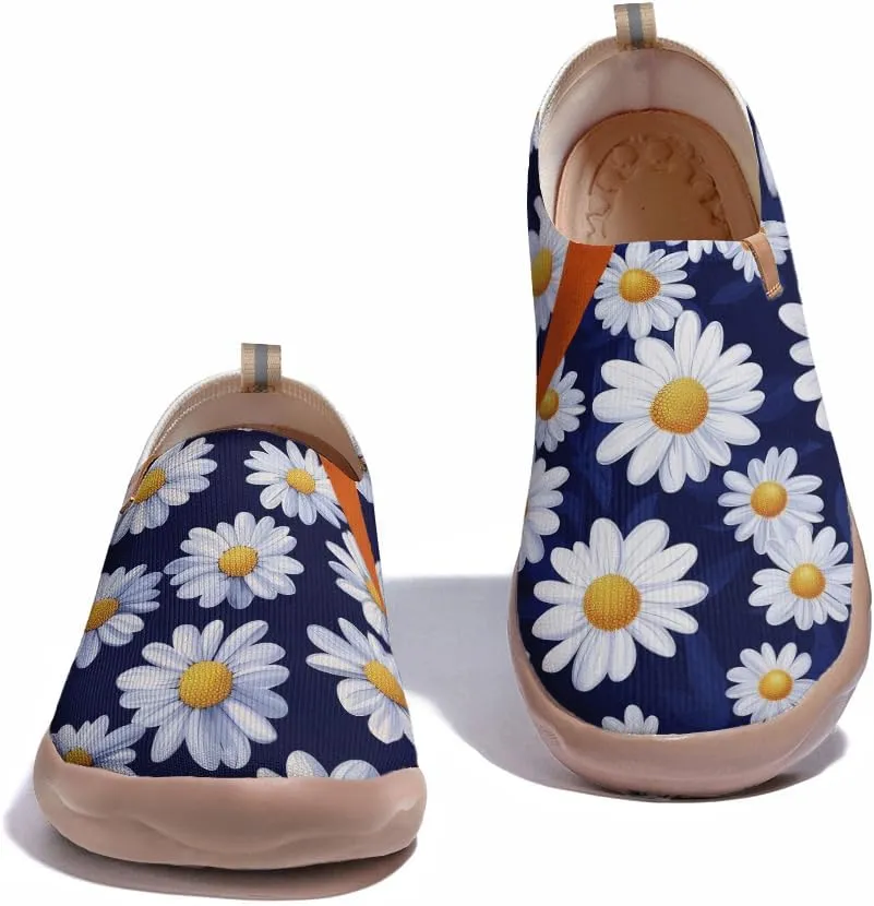 Onehorse Women's Slip Ons Lightweight Sneakers Walking Casual Loafers Comfortable Flowers Painted Travel Shoes