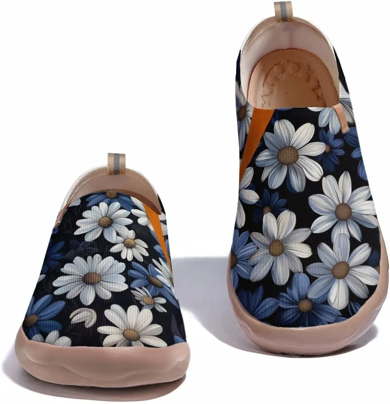 Onehorse Women's Slip Ons Lightweight Sneakers Walking Casual Loafers Comfortable Flowers Painted Travel Shoes