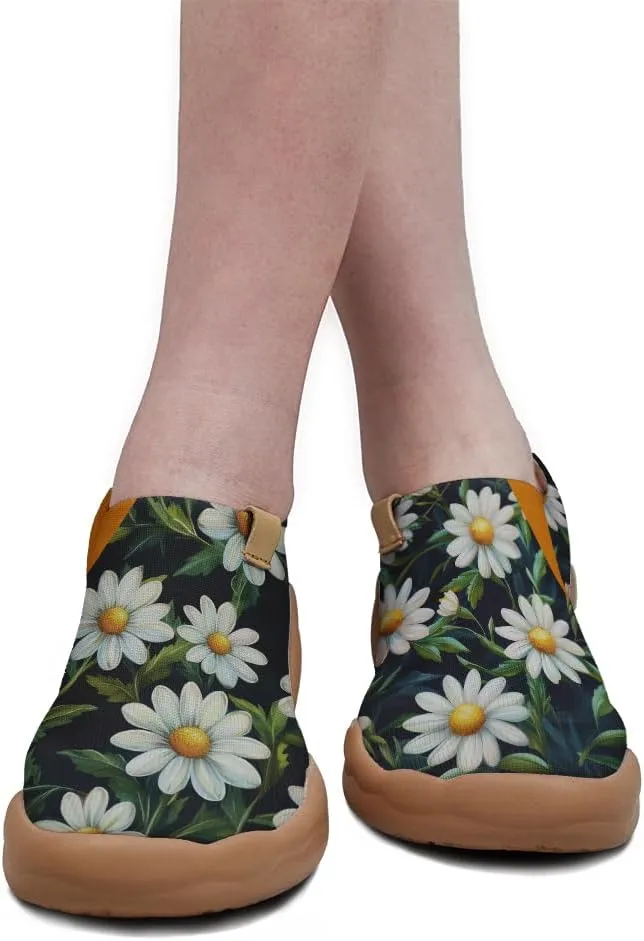 Onehorse Women's Slip Ons Lightweight Sneakers Walking Casual Loafers Comfortable Flowers Painted Travel Shoes