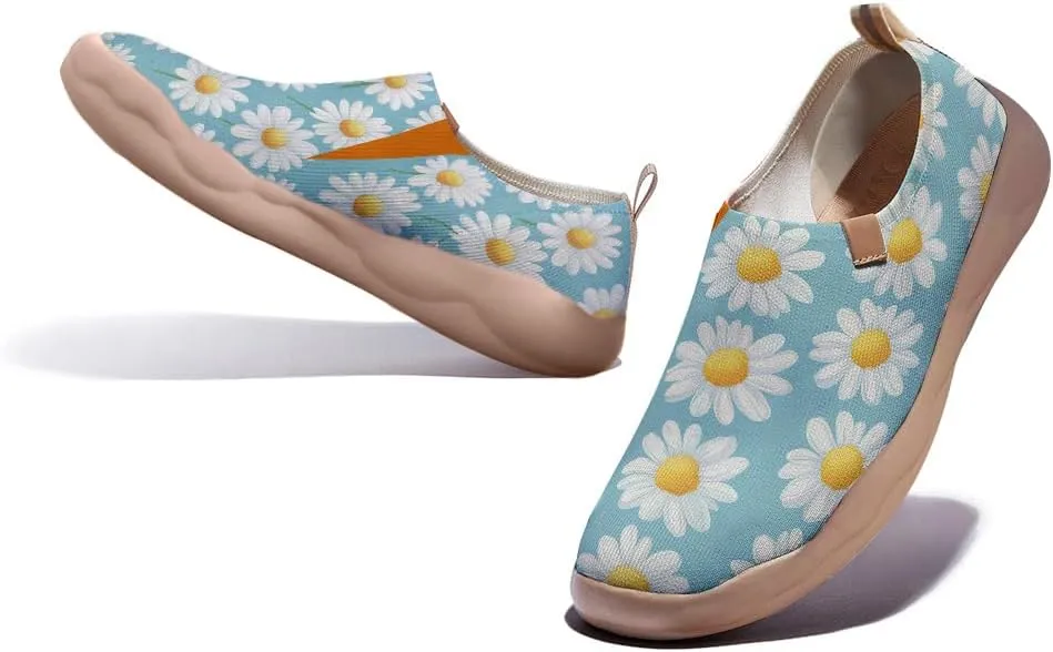 Onehorse Women's Slip Ons Lightweight Sneakers Walking Casual Loafers Comfortable Flowers Painted Travel Shoes