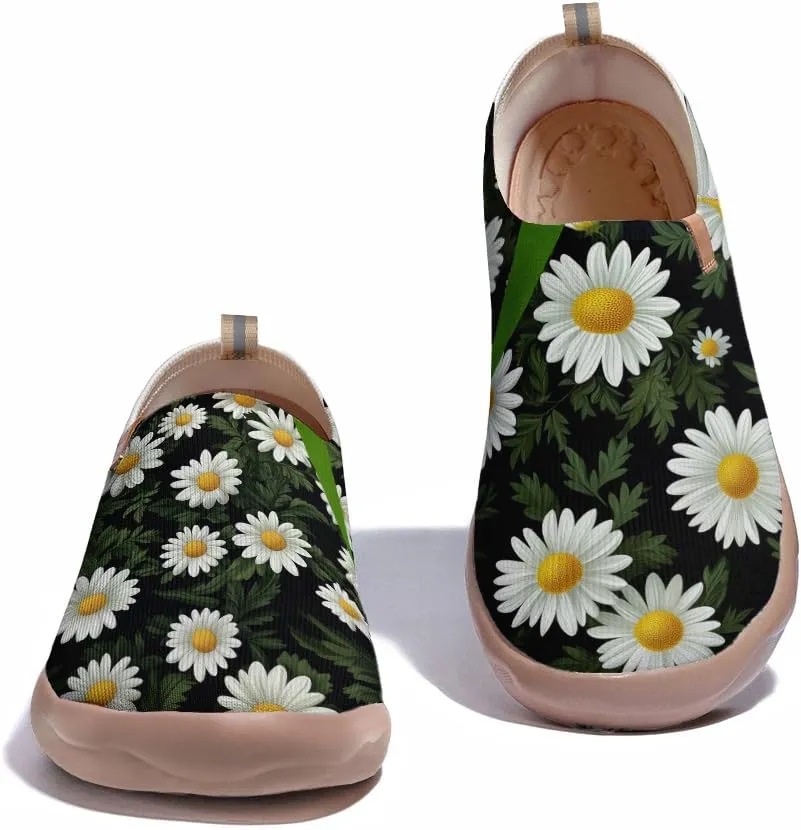 Onehorse Women's Slip Ons Lightweight Sneakers Walking Casual Loafers Comfortable Flowers Painted Travel Shoes