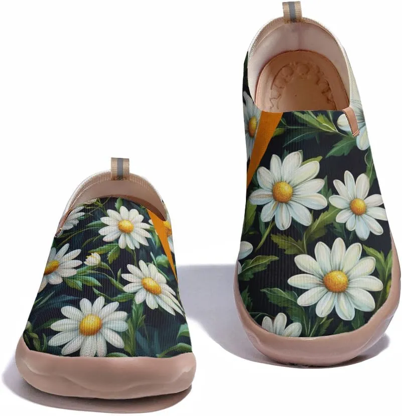 Onehorse Women's Slip Ons Lightweight Sneakers Walking Casual Loafers Comfortable Flowers Painted Travel Shoes