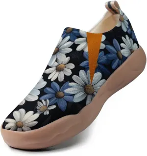 Onehorse Women's Slip Ons Lightweight Sneakers Walking Casual Loafers Comfortable Flowers Painted Travel Shoes