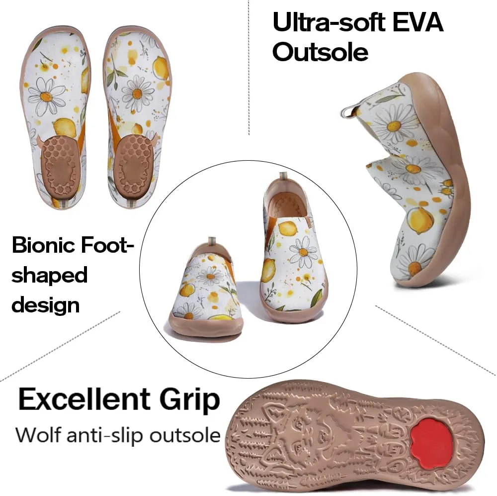 Onehorse Women's Slip Ons Lightweight Sneakers Walking Casual Loafers Comfortable Flowers Painted Travel Shoes