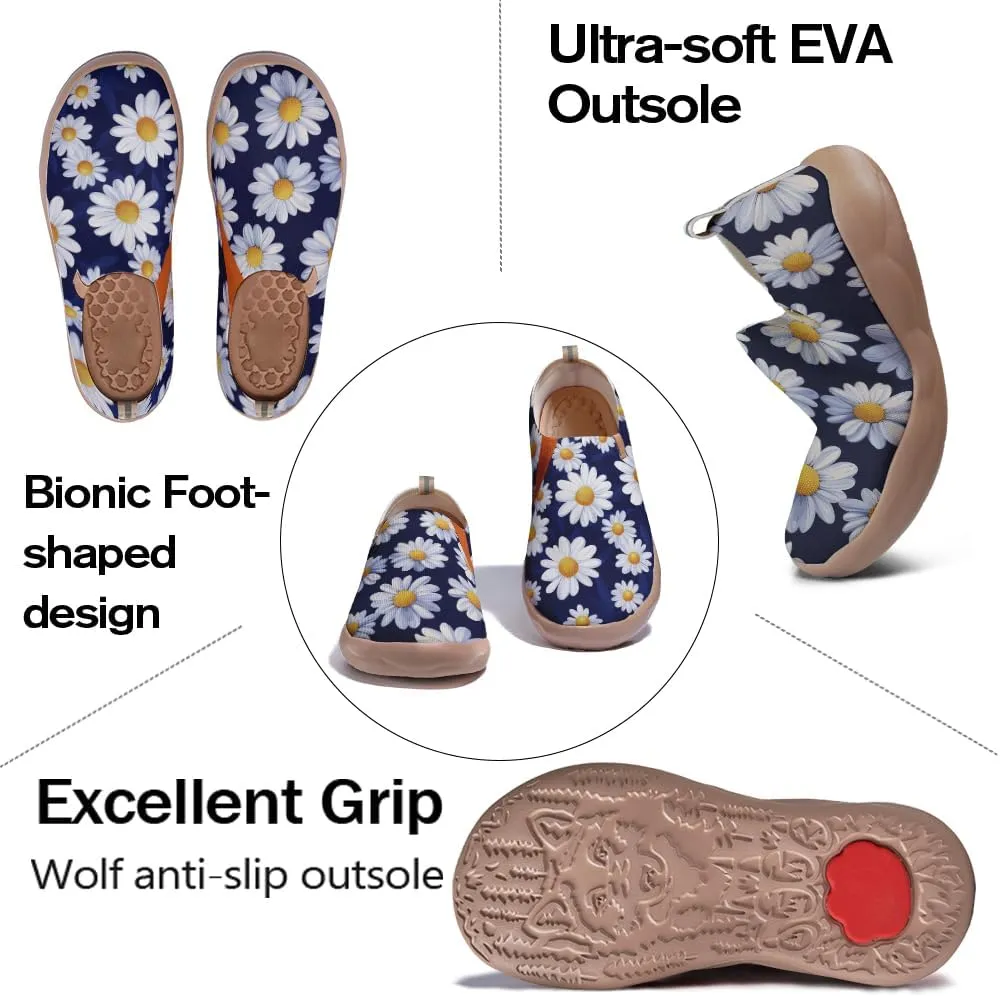 Onehorse Women's Slip Ons Lightweight Sneakers Walking Casual Loafers Comfortable Flowers Painted Travel Shoes