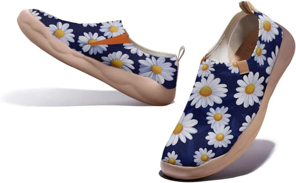 Onehorse Women's Slip Ons Lightweight Sneakers Walking Casual Loafers Comfortable Flowers Painted Travel Shoes