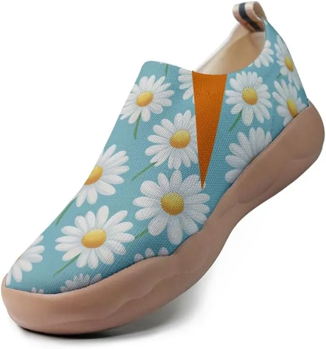 Onehorse Women's Slip Ons Lightweight Sneakers Walking Casual Loafers Comfortable Flowers Painted Travel Shoes