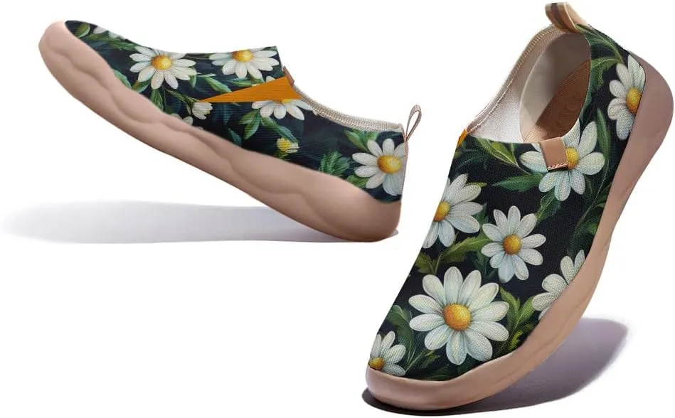 Onehorse Women's Slip Ons Lightweight Sneakers Walking Casual Loafers Comfortable Flowers Painted Travel Shoes