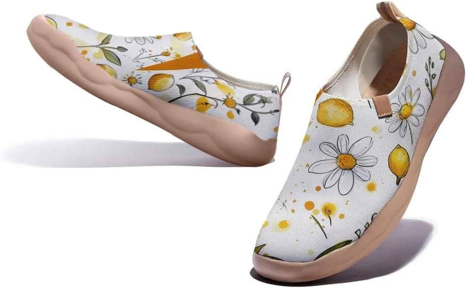 Onehorse Women's Slip Ons Lightweight Sneakers Walking Casual Loafers Comfortable Flowers Painted Travel Shoes