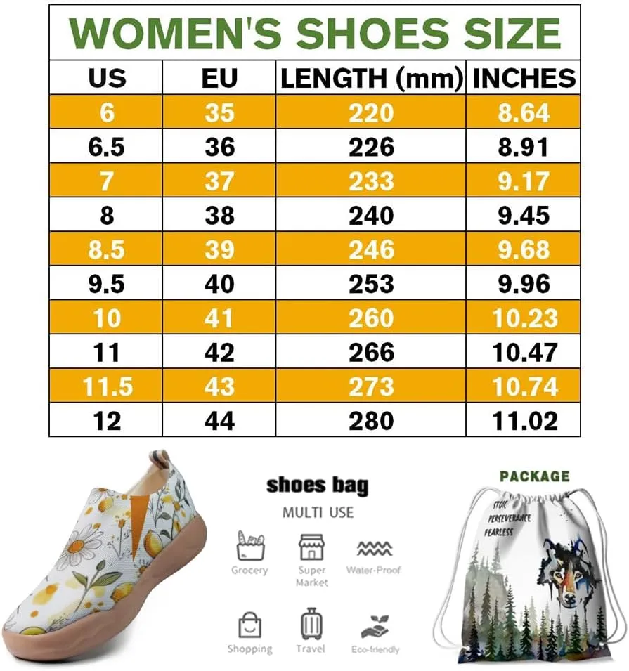 Onehorse Women's Slip Ons Lightweight Sneakers Walking Casual Loafers Comfortable Flowers Painted Travel Shoes