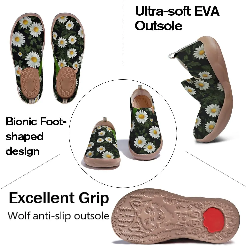 Onehorse Women's Slip Ons Lightweight Sneakers Walking Casual Loafers Comfortable Flowers Painted Travel Shoes