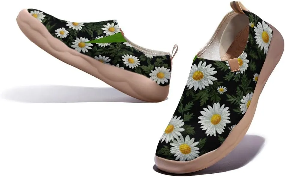Onehorse Women's Slip Ons Lightweight Sneakers Walking Casual Loafers Comfortable Flowers Painted Travel Shoes
