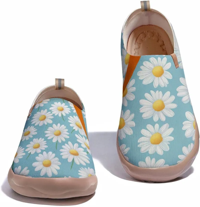 Onehorse Women's Slip Ons Lightweight Sneakers Walking Casual Loafers Comfortable Flowers Painted Travel Shoes