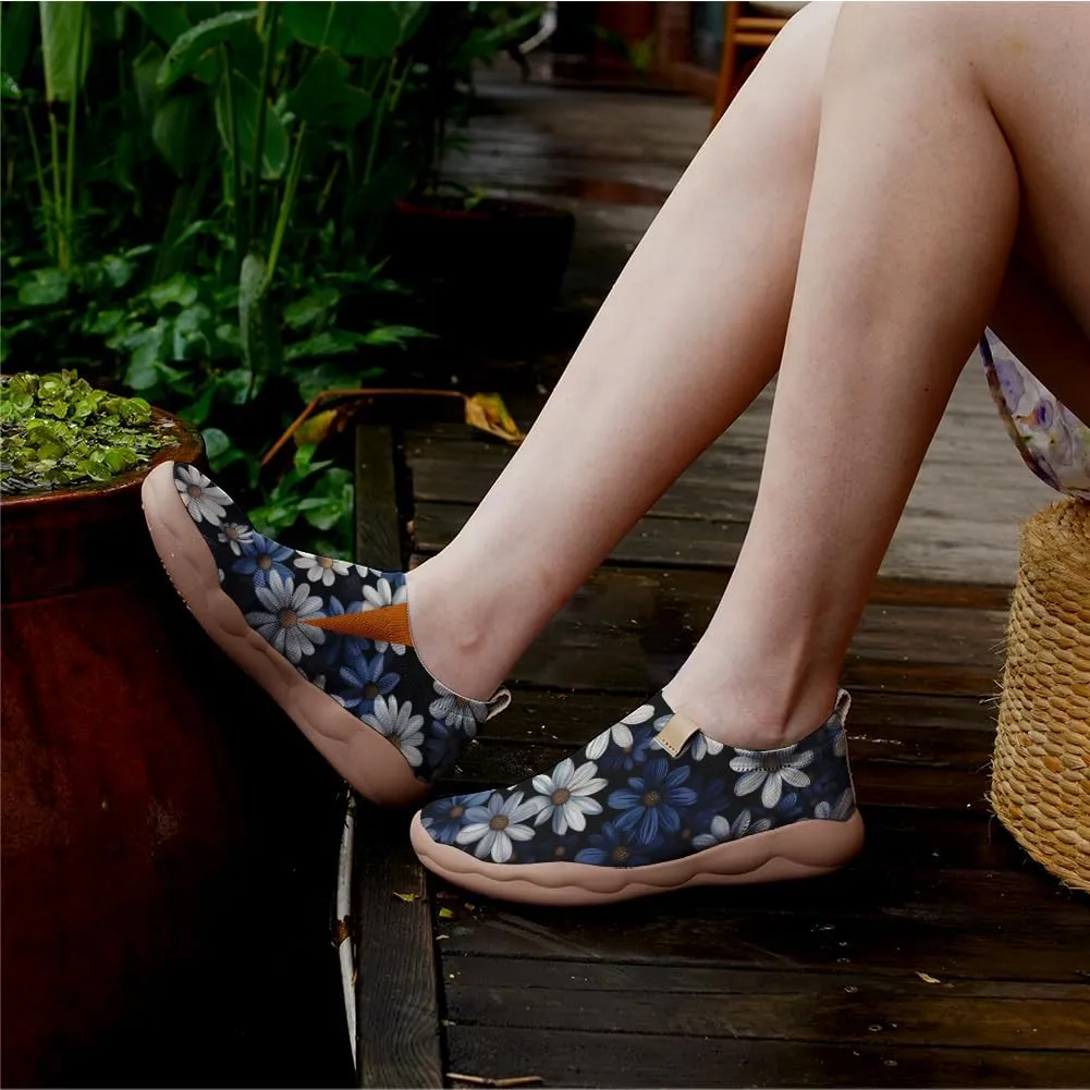 Onehorse Women's Slip Ons Lightweight Sneakers Walking Casual Loafers Comfortable Flowers Painted Travel Shoes