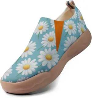 Onehorse Women's Slip Ons Lightweight Sneakers Walking Casual Loafers Comfortable Flowers Painted Travel Shoes
