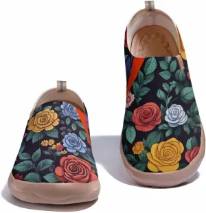 Onehorse Women's Slip-Ons Loafers Flowers Artistic Shoes Lightweight Comfortable Casual Travel Footwear