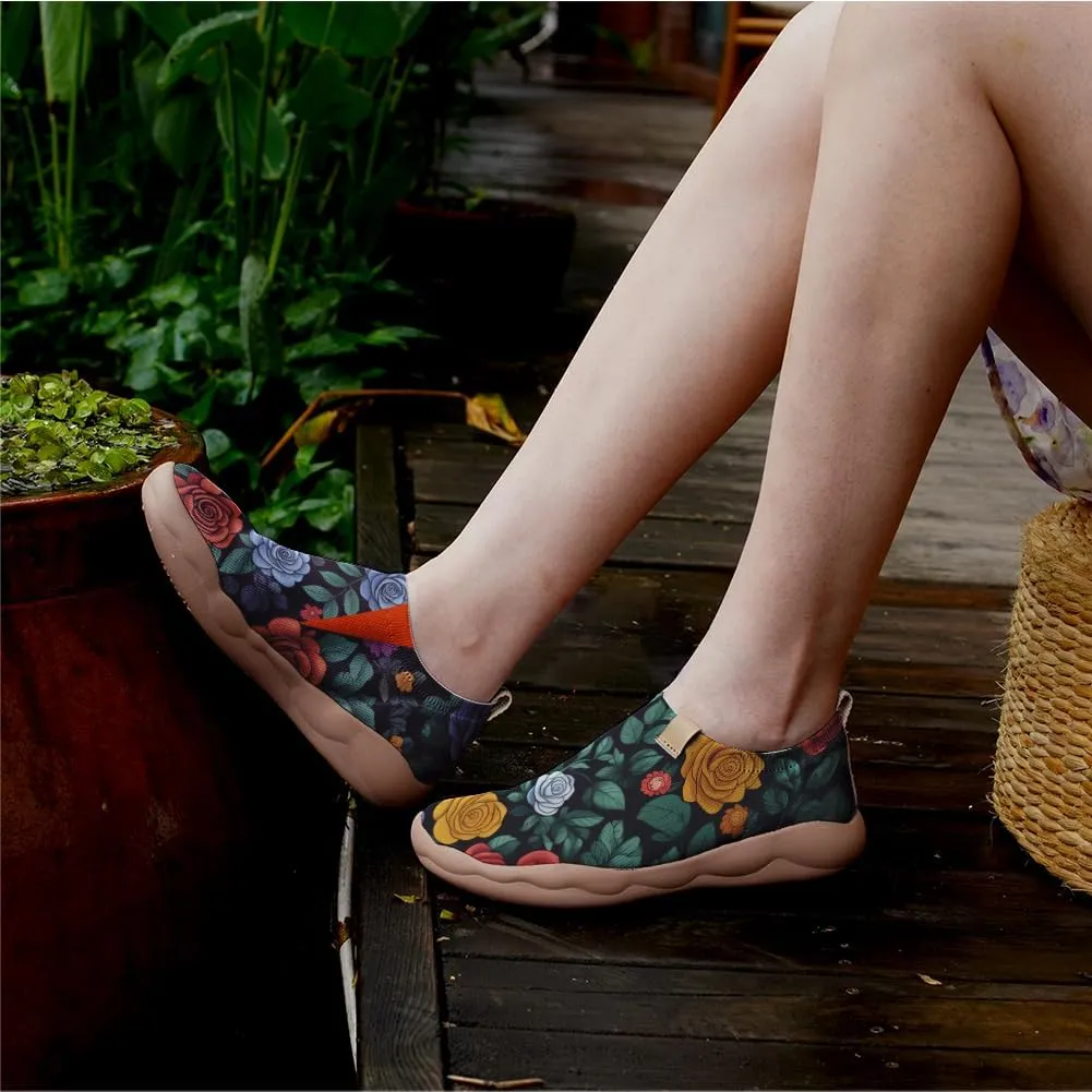 Onehorse Women's Slip-Ons Loafers Flowers Artistic Shoes Lightweight Comfortable Casual Travel Footwear