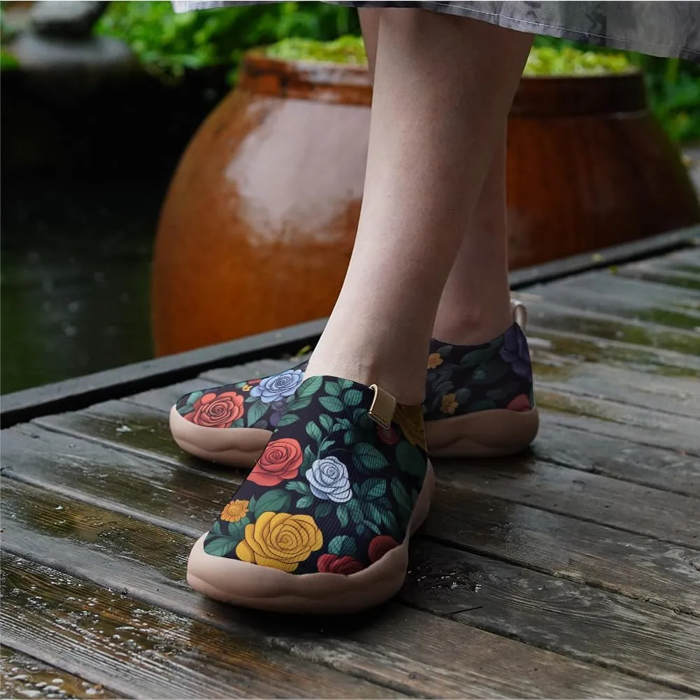 Onehorse Women's Slip-Ons Loafers Flowers Artistic Shoes Lightweight Comfortable Casual Travel Footwear